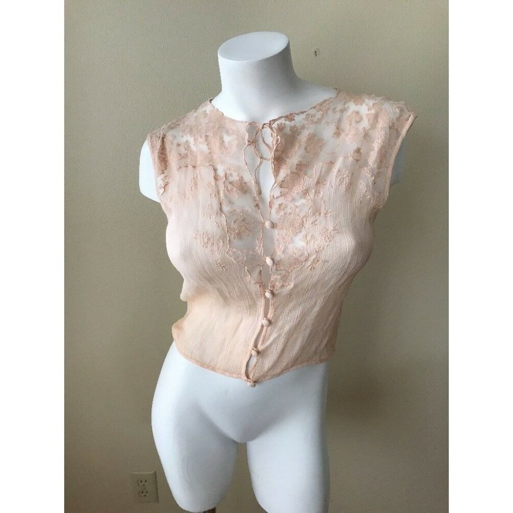 Tikirani Sheer Lace Sleeveless Top Small